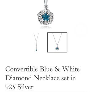 Blue & White Diamond Necklace in Silver